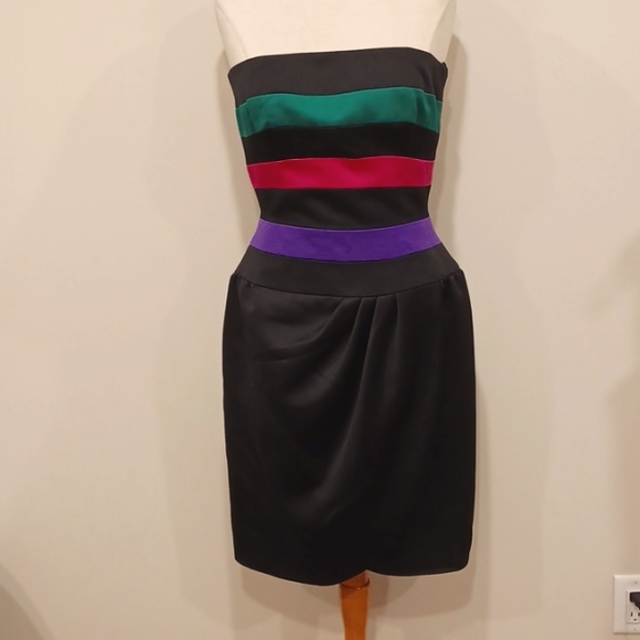 Victor Costa Strapless Satin Retro Striped Cocktail Dress NEW- Sz. 10 - Picture 9 of 9
